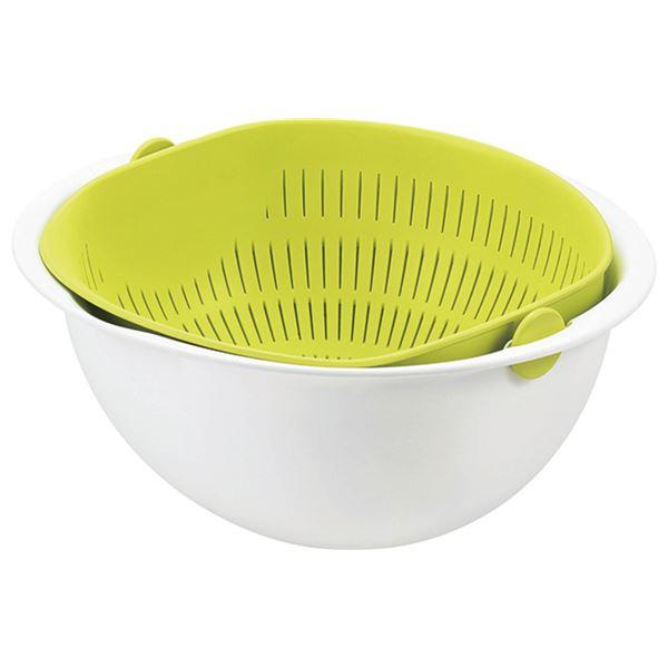 代引不可/ボウル一体型ざる/調理器具 〔小サイズ グリーン〕 日本製 食器洗浄機対応 『ミラくるザル・ボウル』 〔キッチン 台所〕/代引不可