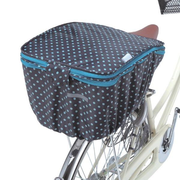 代引不可/2段式 自転車カゴカバー/自転車用品 〔後カゴカバー 両開き ブラックドット〕 撥水加工 ポリエステル100％ 自転車専用/代引不可