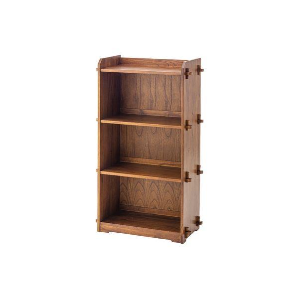 代引不可/オープンラック 収納棚 3段 約幅56cm ブラウン 天然木