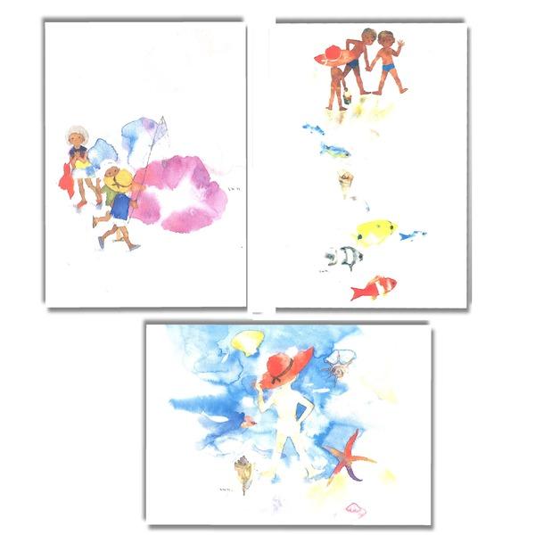 代引不可/ちひろ絵はがき いわさきちひろ ポストカード 3枚セット