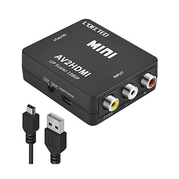 RCA to HDMI変換コンバーター L'QECTED AV to HDMI 変換器 AV2HDMI USBケーブル付き コンポジットをHDMIに変換する 1080/720P切り替え 音声転送-PS2/
