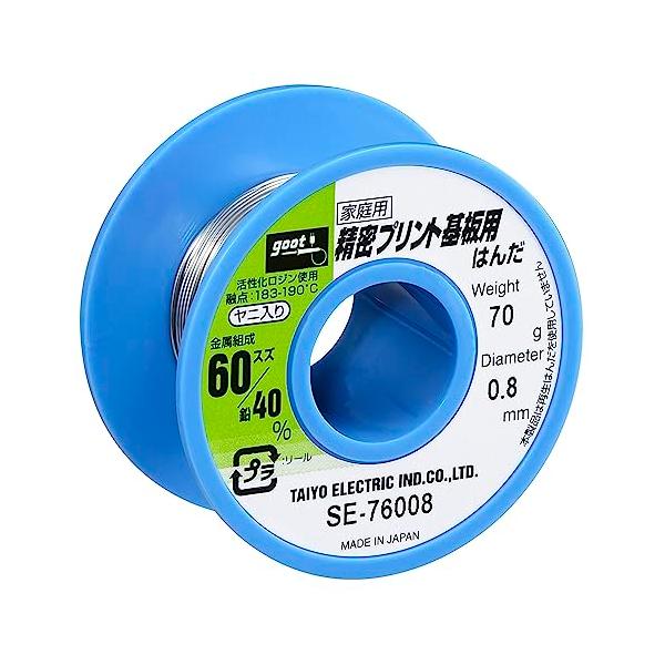 環境にやさしい　紙パッケージ採用組成：スズ60%/鉛40%融点：183-190℃線径：Φ0.8mmリール巻：約70g　約19m