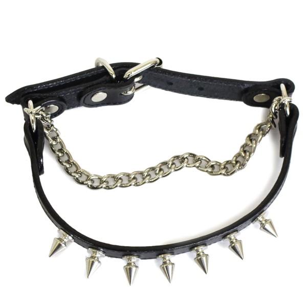 666 STUDDED GEAR スパイク ブーツストラップ ブラックレザー/シルバー