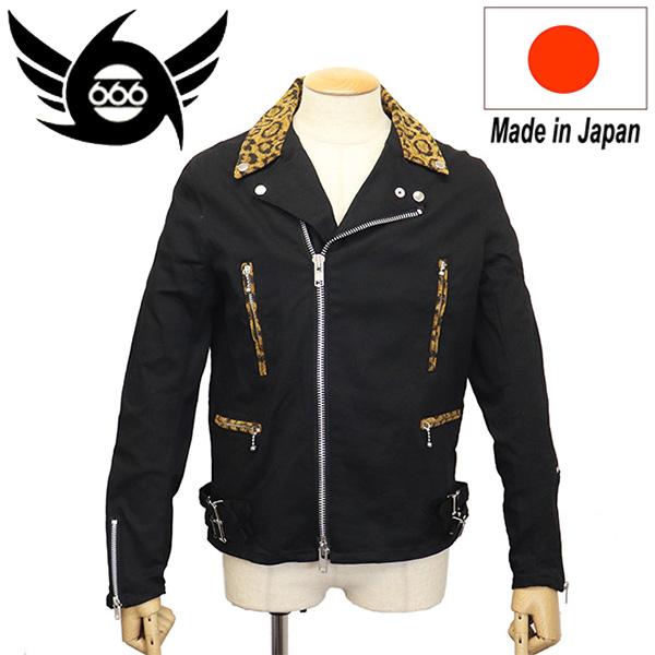 666 ORIGINAL SOJ0060 ストレッチコットンライダースジャケット TYPE-B ブラック/レパード