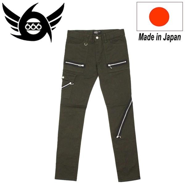 666 666 ORIGINAL ARMY ZIP JEANS アーミージップジーンズ カーキ