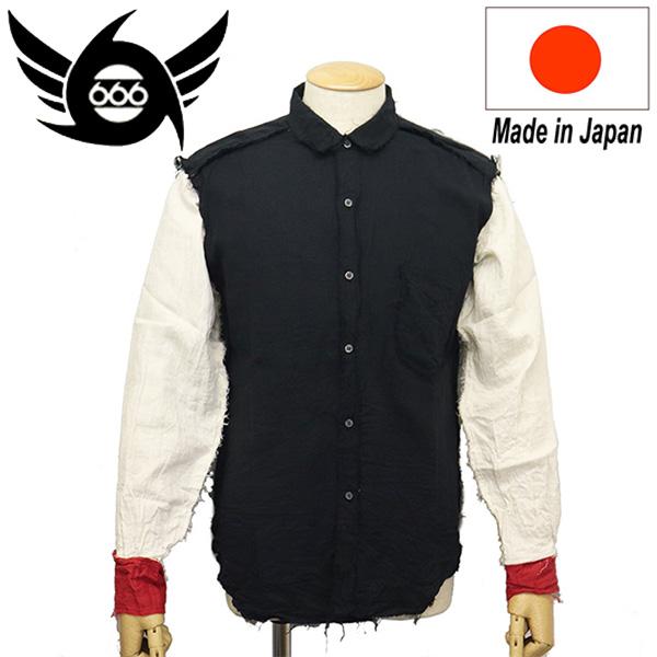 666 ORIGINAL SOS0075 ガーゼラウンドカラーシャツ 長袖 日本製 