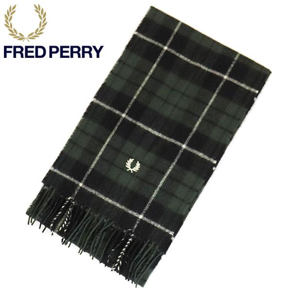 FRED PERRY (フレッドペリー) C8137 LAMBSWOOL TARTAN SCARF ラムウール タータン スカーフ 102 BLACK FP543
