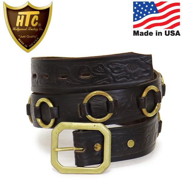 HTC デッドストック #46 BRASS RING & CARVING BELT ブラスリング&カービングベルト ブラックレザーxブラス 34インチ