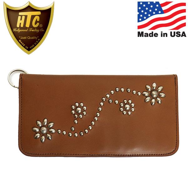 HTC(Hollywood Trading Company) T-1 Wallet #24 ロングウォレット ライトブラウンレザーxシルバースタッズ