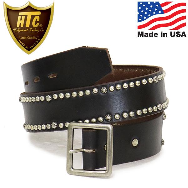 HTC(Hollywood Trading Company) Belt #20 Umbrella 30 1.75インチ レザーベルト ブラックレザーxシルバースタッズ