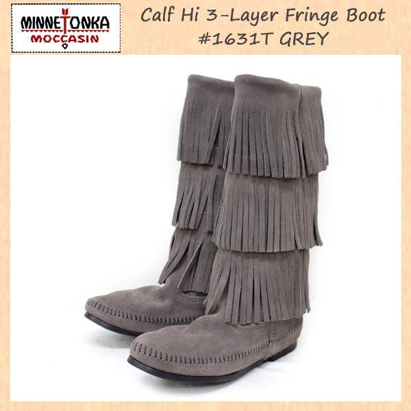 sale Z[ MINNETONKA(~lgJ)Calf Hi 3-Layer Fringe Boot(J[tnC3C[tWu[c)#1631T GREY fB[X MT052