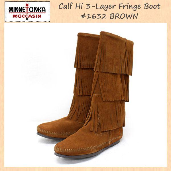 sale Z[ MINNETONKA(~lgJ)Calf Hi 3-Layer Fringe Boot(J[tnC3C[tWu[c)#1632 BROWN fB[X MT053