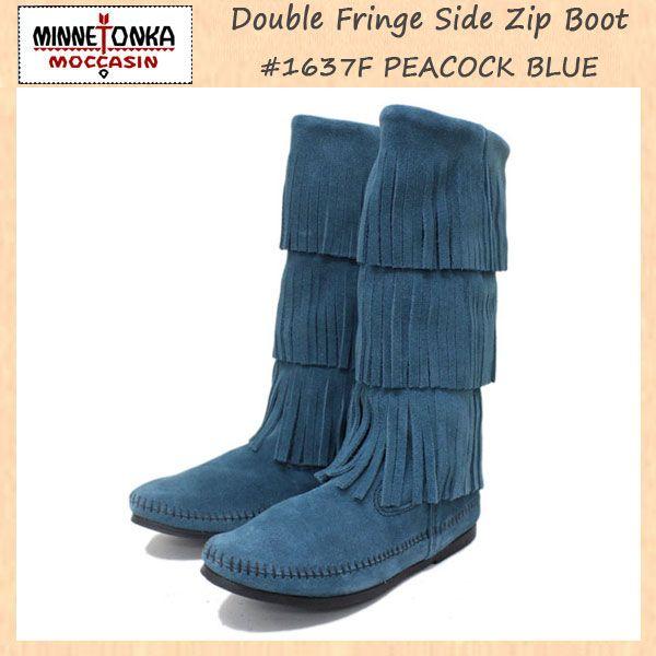 sale Z[ MINNETONKA(~lgJ)Calf Hi 3-Layer Fringe Boot(3C[tWu[c)#1637F PEACOCK BLUE fB[X MT236