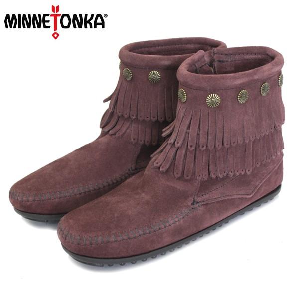 sale Z[ MINNETONKA(~lgJ) Double Fringe Side Zip Boot(_utWTChWbvu[c) #698R RAISIN fB[X MT409