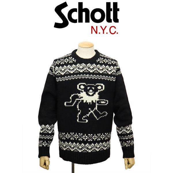 ショット/グレイトフル・レッド ジップセーター ダンシングベア XL Schott (ショット) 2240012 47308 クルーネック セーター with
