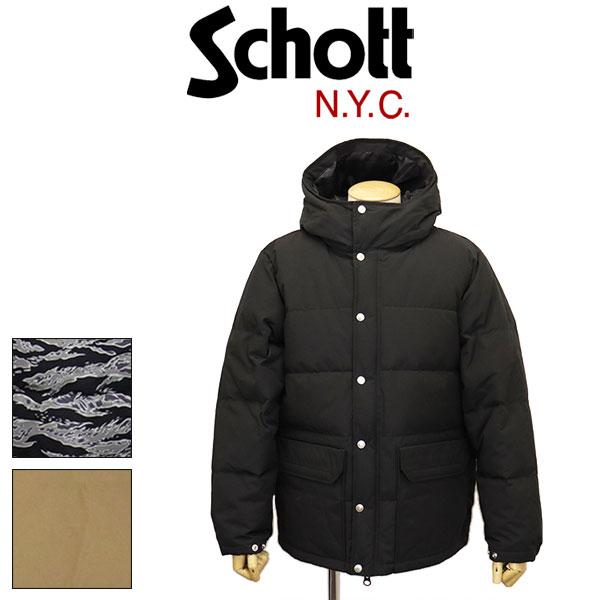 Schott ダウンジャケット 黒 フード付き Schott Down フード付きダウンジャケット