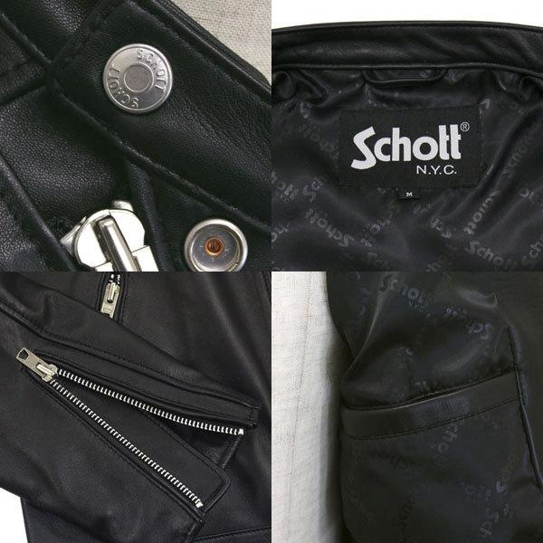 未使用級 ショット シングル ライダースジャケット ラムレザー ブラック L schott（ショット）の「Schott/ショット/ラムレザーシングル