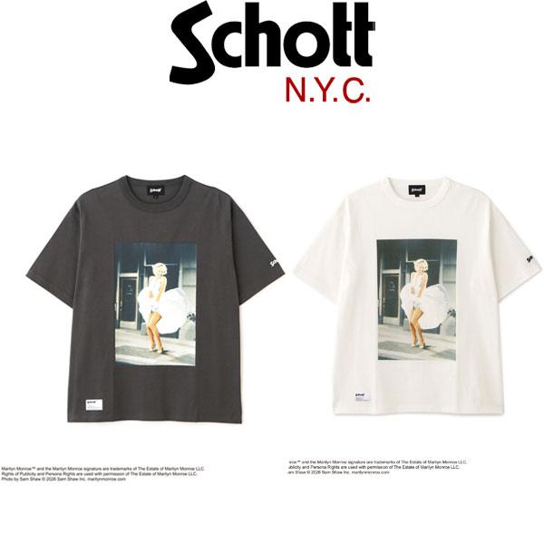 Schott (ショット) 6134025 M.M.PHOTO T-SHIRT マリリンモンロー フォト Tシャツ 全2色