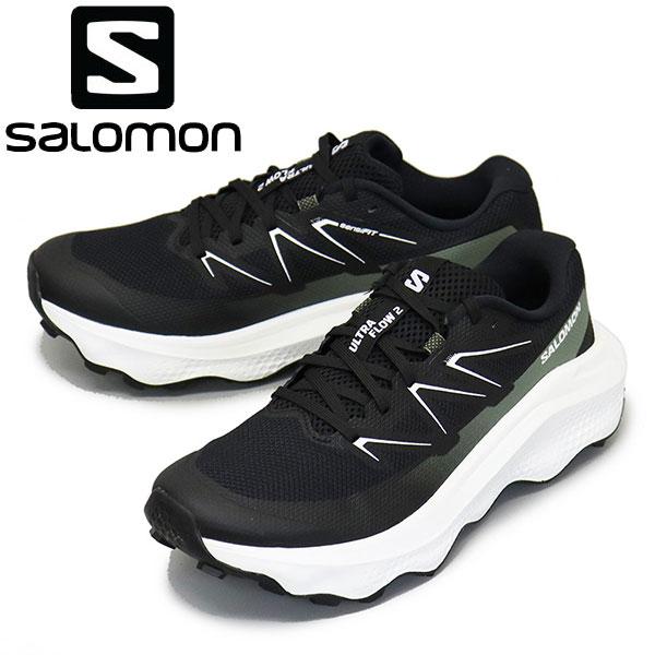 Salomon (サロモン) L47883500 ULTRA FLOW 2 男性用トレイルランニングシューズ Black / White / Agave Green SL086