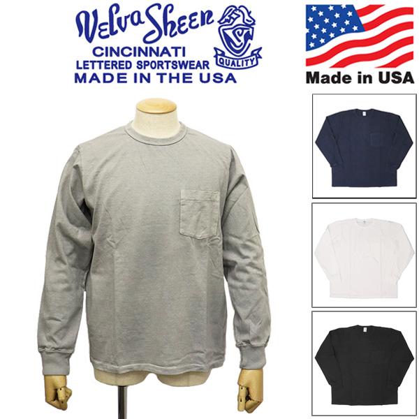 sale セール Velva Sheen (ベルバシーン) 162051 14 -PIGMENT LS CN TEE W PK 長袖ポケットTシャツ アメリカ製 全4色 VLVS015