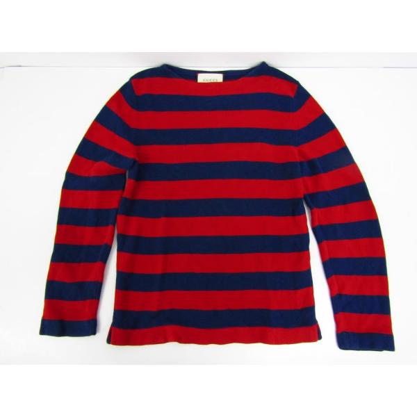 GUCCIボーダー長袖 GUCCI（グッチ） エンブロイダリー ボーダー柄 長袖 ニット セーター