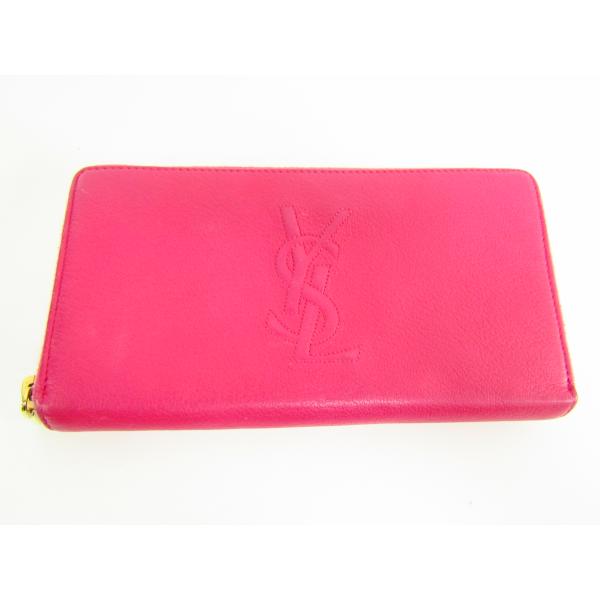 SAINT LAURENT YSL サンローラン ピンク ラウンドファスナー 長