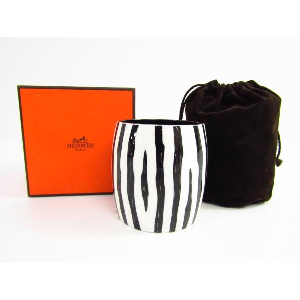 HERMES（エルメス） ゼブラ柄 バングル ホワイト×ブラック ▽SB4937
