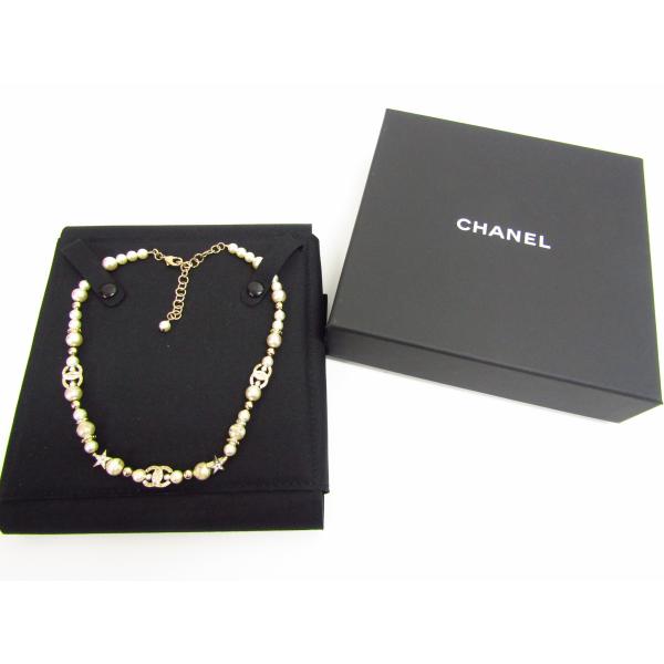 CHANEL シャネル ココマーク スター パール ネックレス 約38 CHANEL シャネル ココマーク スター パール ネックレス 約38