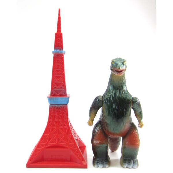 ■怪獣郷ゴジラ + マルサン鉄塔 ソフビ セット売り 2017年12月にマルサンが「世紀の大怪獣 ゴジラ350 ＆ 高圧線鉄塔