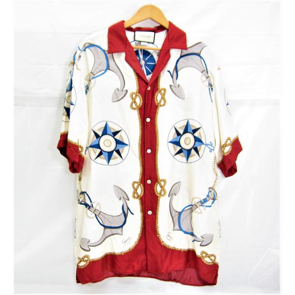 GUCCI Gucci グッチ BOWLING LOOSE S/S SHIRT シルク 航海 GUCCI Gucci グッチ BOWLING LOOSE S/S SHIRT シルク 航海