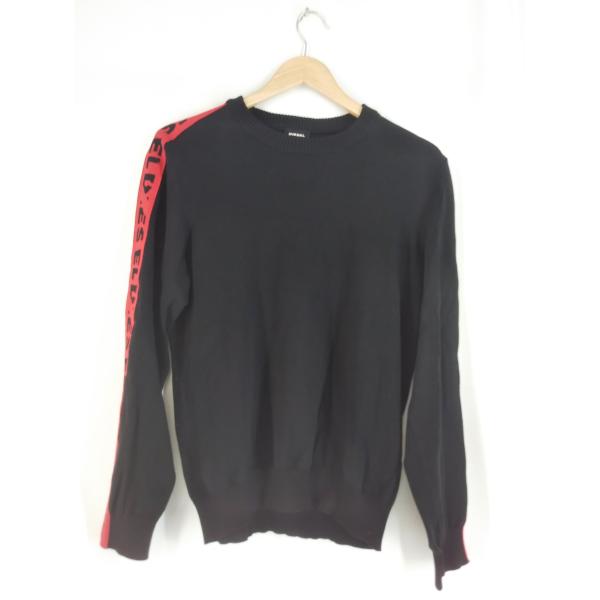 DIESEL（ディーゼル） サイドライン ニット セーター ブラック×レッド