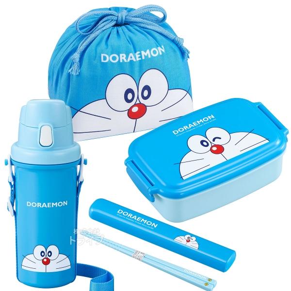 ドラえもん お買得4点セット 角型お弁当箱 500ml 箸＆箸箱 巾着 プラ