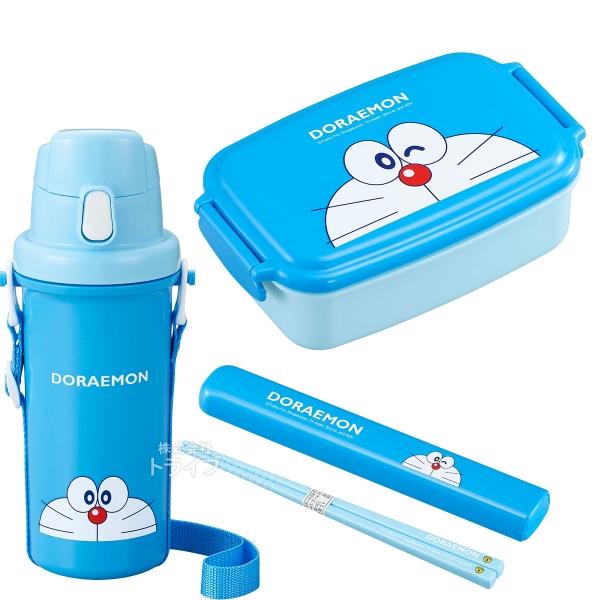 弁当箱・水筒 dora ドラえもん 角型お弁当箱 500ml 箸＆箸箱 プラ水筒 600ml セット