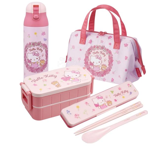 ハローキティ フラワーリース お買得 4点セット 抗菌 2段 箸付