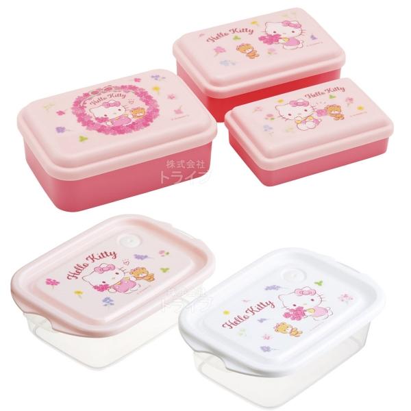 ハローキティ フラワーリース 保存容器 2組セット シール容器3P