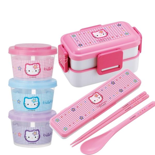 ハローキティ カオハナ 抗菌 4点ロックお弁当箱650ml 2段 コンビ