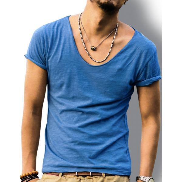 Tシャツ メンズ Uネック スラブ天竺 タイト 半袖 無地 カットソー 黒 紺 シルエット おしゃれ お兄系 オラオラ系 アメカジ メンズファッション キレイめ 細身 Buyee Buyee Japanese Proxy Service Buy From Japan Bot Online