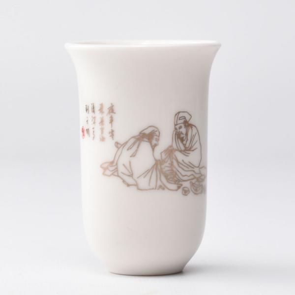 夜半客来茶当酒、茶を楽しむ二人の図案の聞香杯です。