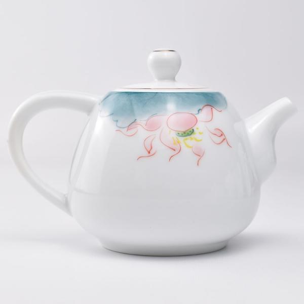 柔らかい筆致で蓮の花が手描きされた描金茶壺。