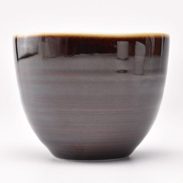 美濃瑞浪焼 湯呑（櫛目・アメ釉） 110ml（満水180ml）磁器 茶杯 酒杯