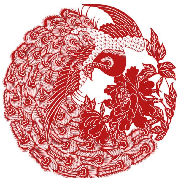 剪紙 栄華富貴 幅176×高180 中国剪紙