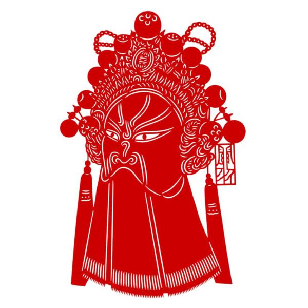 剪紙 関羽 幅138×高215mm 中国剪紙