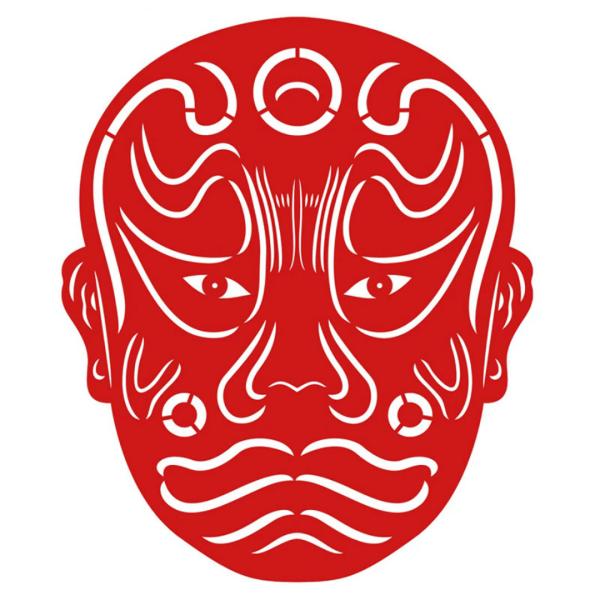 剪紙 青面虎 幅157×高187mm 中国剪紙