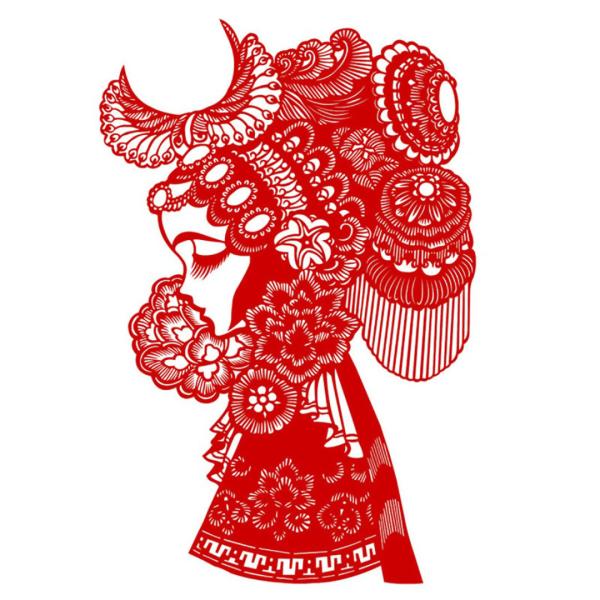 剪紙 秦香蓮 幅120×高182mm 中国剪紙