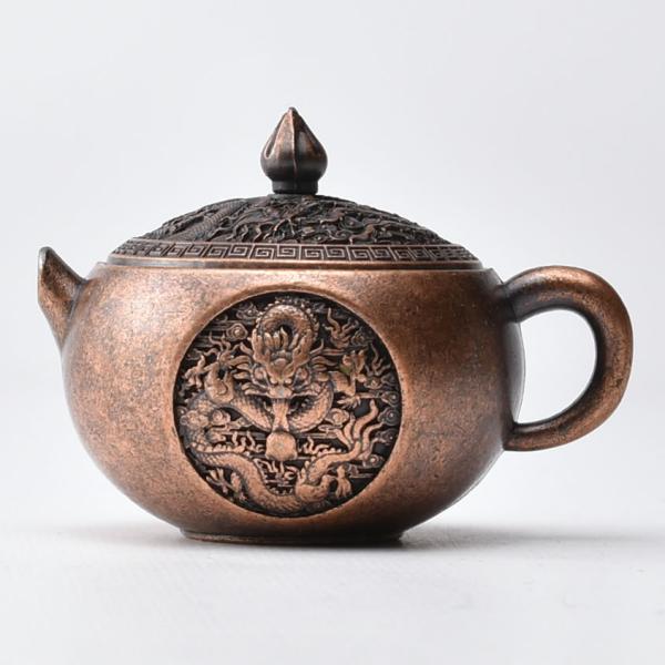 龍と鳳凰の図案、意外と作りの細かい急須型のミニミニ香炉。