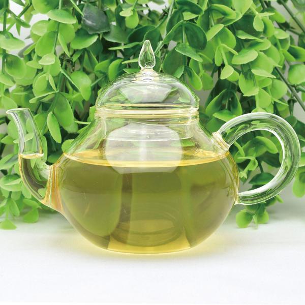 紫砂壺を思い起こさせる梨形の茶壺。茶漉部はガラス穴です。