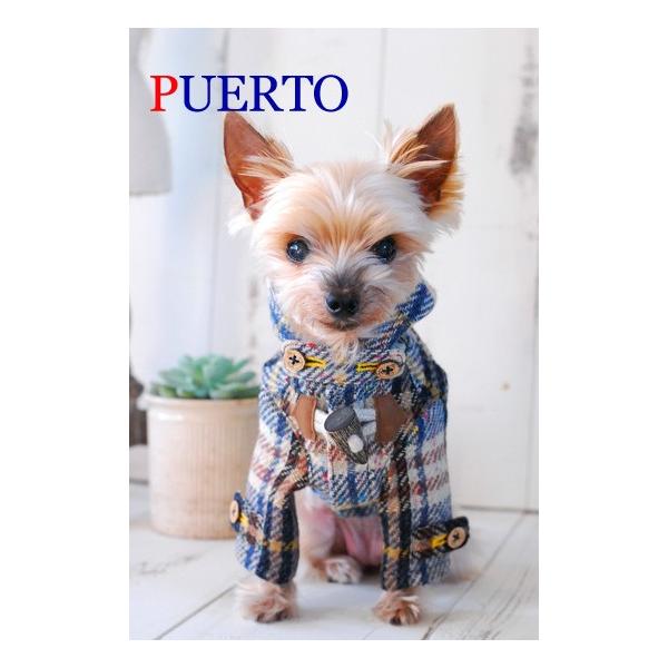 プエルト Puerto チェックダッフルコート ウエア サイズ3h 小型犬 小型犬 犬服 ウエア アウター アウター 上着 コート セレブ B Tiara Pets Japan