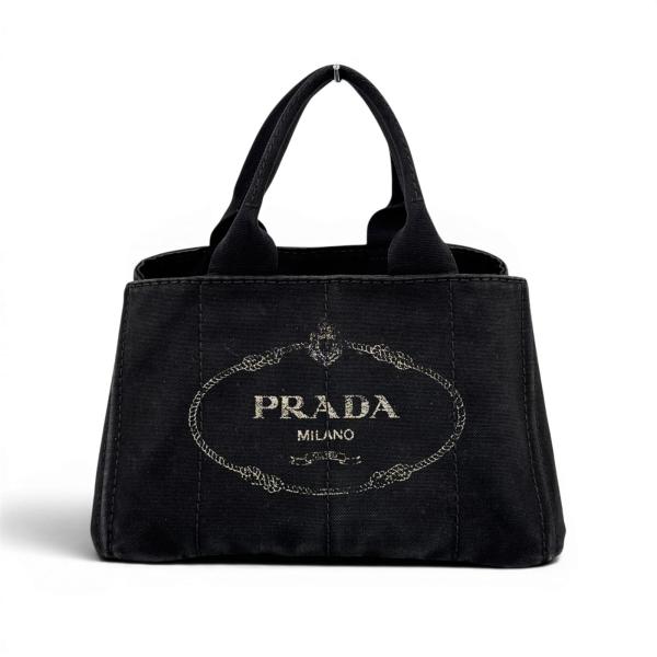 PRADA（プラダ） ミラノ カナパ デニム ブラック ハンドバッグ : tibi 