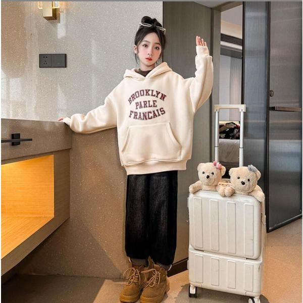 子供ジャージスウェット裏起毛パーカー子供服トレーナー女の子ス秋冬厚手暖かいカジュアルキッズ韓国風