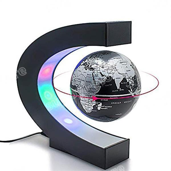 磁気浮上地球儀 C型 世界地図 LEDライト 球体 自動回転 浮くライトアップ リニア型 飾りオフィス カラフル 点灯